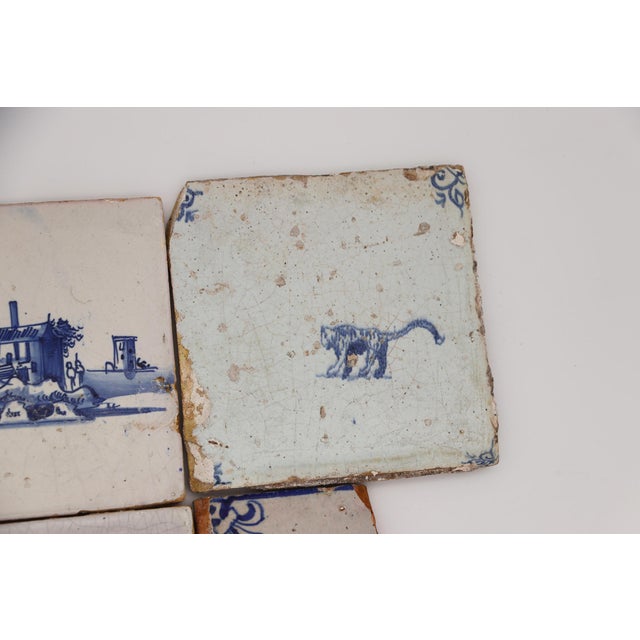 18th Century Set of Six Delft Tiles, Earthenware For Sale - Image 4 of 9