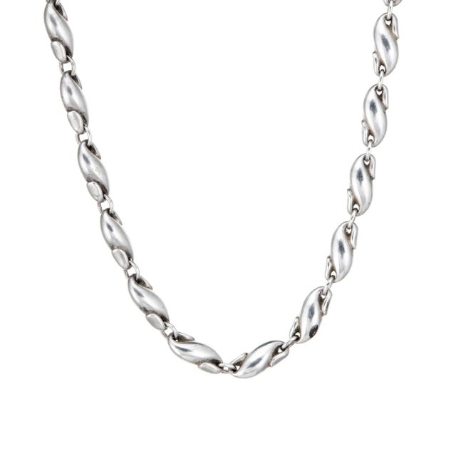Modern Mid 20th Century Tiffany & Co Seahorse Link Necklace Peretti Sterling Silver Estate 16" Choker For Sale - Image 3 of 4