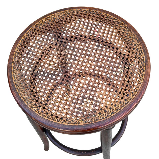 19th Century Victorian Vienna Bent Oak & Cane Bar Stool by Thonet For Sale - Image 4 of 5