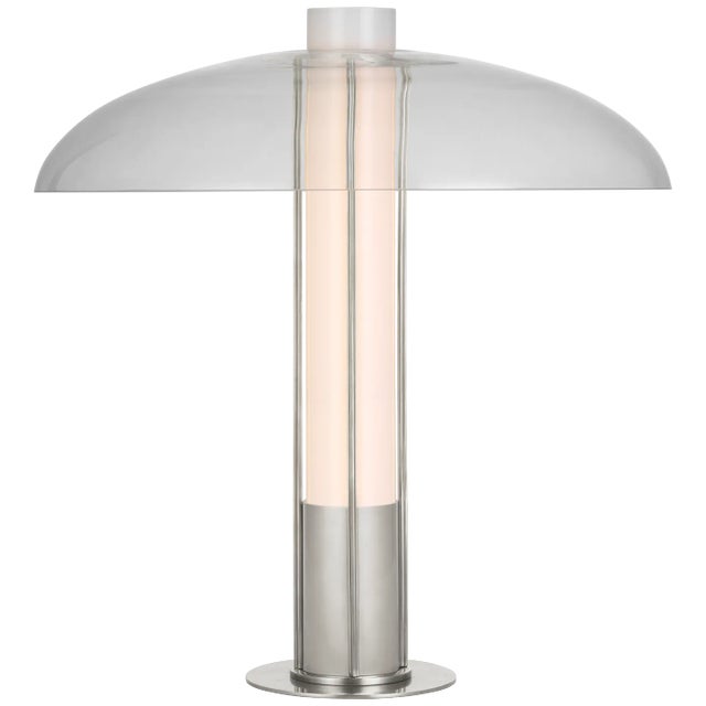 Kelly Wearstler for Visual Comfort Signature Troye Medium Table Lamp in Polished Nickel with Clear Glass For Sale