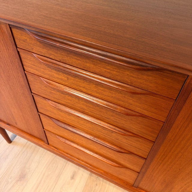 Burnt Orange Mid Century Danish Modern Teak Highboard For Sale - Image 8 of 12