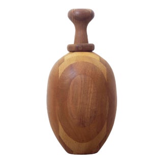 Vintage Folk Art Turned Pine Wood Sculpture For Sale