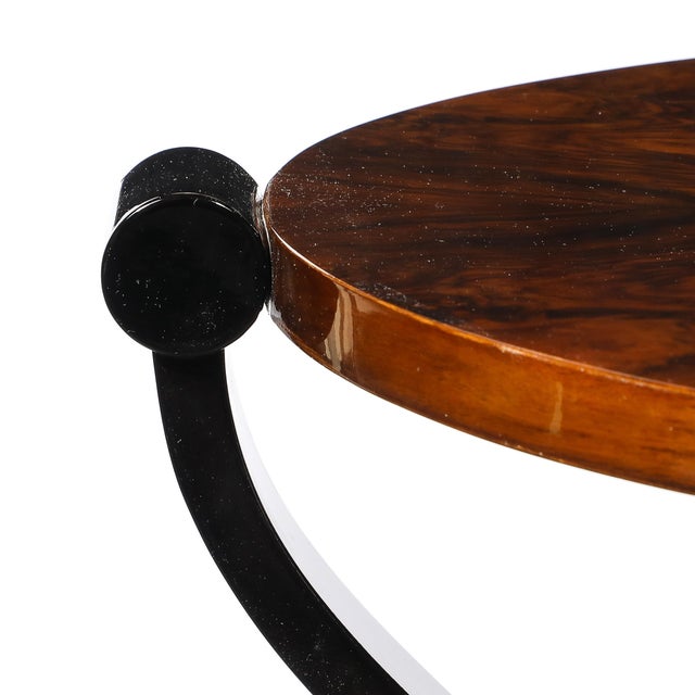 Art Deco Machine Age Occasional Table in Book-Matched & Burled Walnut For Sale - Image 9 of 14