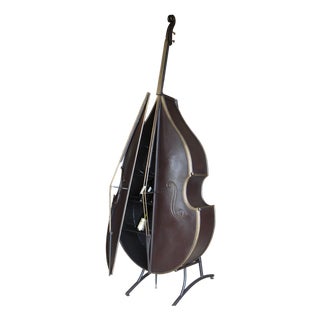 Sculptural Hand-Forged Metal Double Bass-Shaped Bar Cabinet, 1990s For Sale