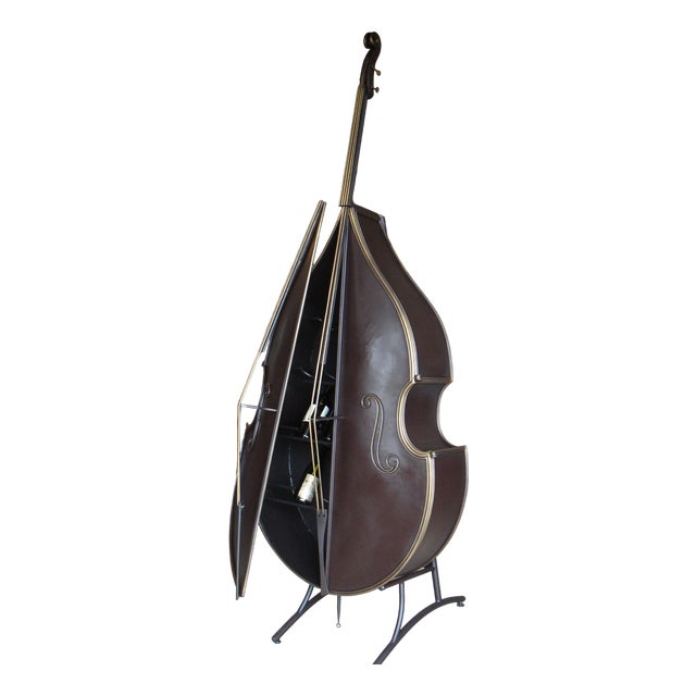 Sculptural Hand-Forged Metal Double Bass-Shaped Bar Cabinet, 1990s For Sale
