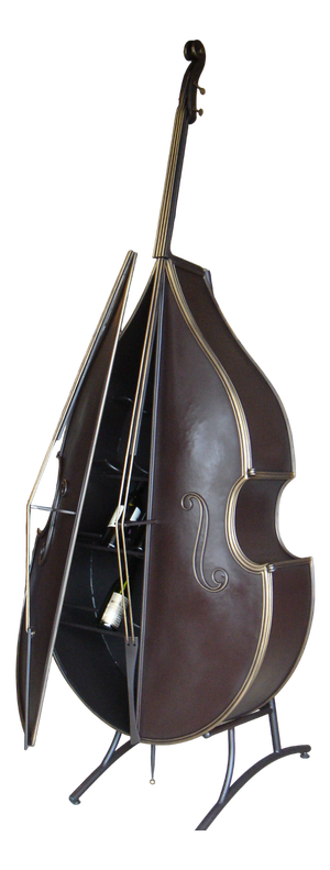 Sculptural Hand-Forged Metal Double Bass-Shaped Bar Cabinet, 1990s