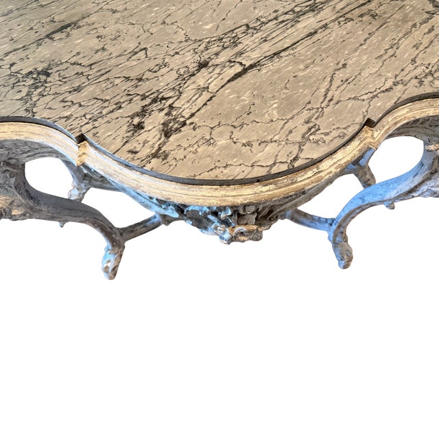 Early 20th Century Italian Rococo Style Shaped Grey Marble-Top Console Table For Sale - Image 4 of 17