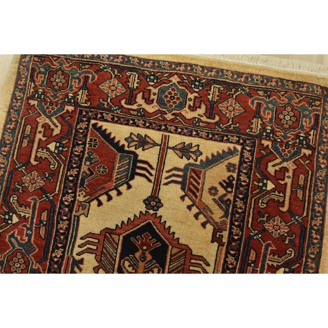 Fine Heriz Runner 3’2” X 10’7” Beige Wool Vintage Hand-Knotted Oriental Rug For Sale In Philadelphia - Image 6 of 14