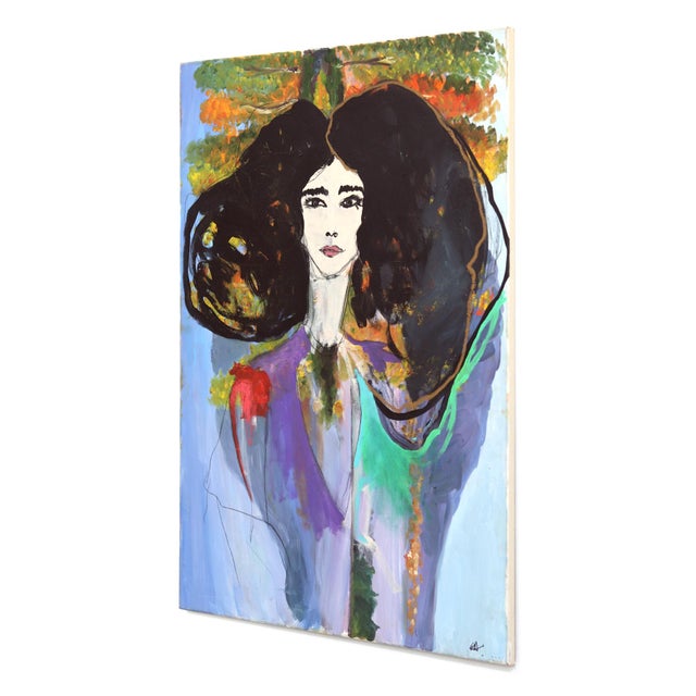 Art Deco Exploration - Original Figurative Abstract Feminine Portrait Painting on Canvas Artwork by Erin Hammond For Sale - Image 3 of 9