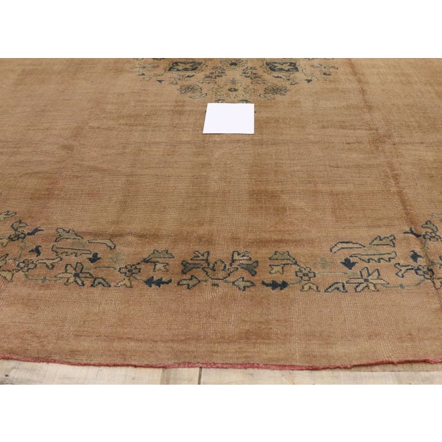 Tan Antique Turkish Oushak Rug - 12'04 X 13'10 For Sale - Image 8 of 10