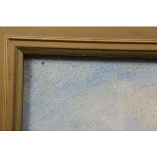 Paper Antique Dutch O Nyvelt Fishing Boat Windmill Landscape Oil Painting on Board For Sale - Image 7 of 14