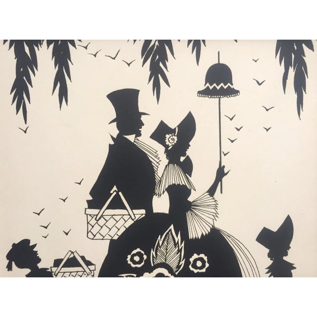 1920s Art Deco Vintage 1929 " Sunday Afternoon " Buckbee Brehm Framed Henriksen Silhouette Art Print For Sale - Image 5 of 13