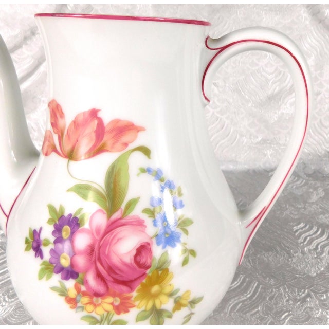 1980s Hutschenreuther Coffee Pot With Floral Design and Pink Trim For Sale In San Francisco - Image 6 of 9