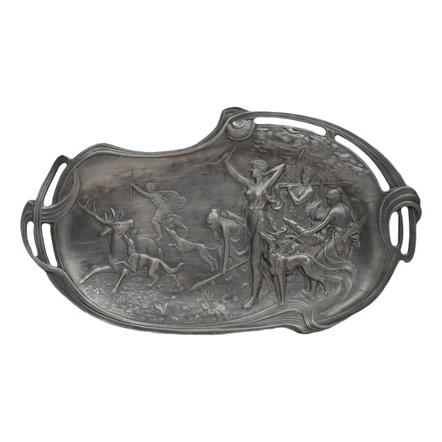 Art Nouveau French Dish in Tin, 1910 For Sale