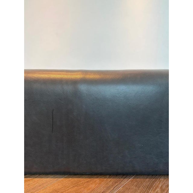 Glass Modern Upholstered Leather Coffee Table with Black Glass Top, 2014 For Sale - Image 7 of 11