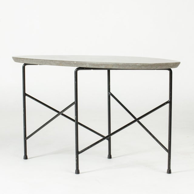 Metal Swedish Modernist Limestone Side Table, 1950s For Sale - Image 7 of 10