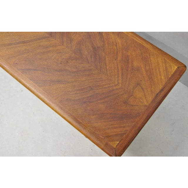 Vintage Mid Century Danish Modern Sculptural Walnut 1 Drawer Long Coffee Table For Sale In Philadelphia - Image 6 of 15
