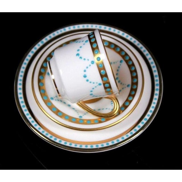 Jewelled Miniature Porcelain Cup, Saucer and Plate by Ken Russell, 1980s, Set of 3 For Sale - Image 6 of 8