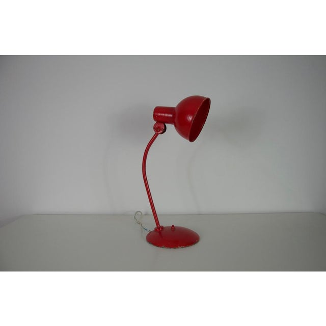Red Mid-Century Red Metal Table Lamp attributed to Kaiser, 1960s, Germany from Kaiser Idell / Kaiser Leuchten For Sale - Image 8 of 12