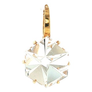 Late 20th-Century 14kyg Mirror Faceted Quartz Clip Pendant For Sale