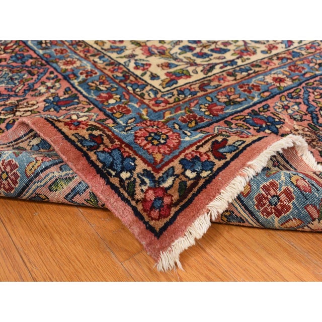 Yellow 1920 8'9"x11'5" Yellow Antique Persian Kerman Even Wear Pure Wool Hand Knotted Rug For Sale - Image 8 of 11