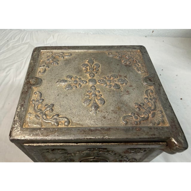 19th Century Large Rare Antique 19th Century Ornate Cast Iron Safe Deposit Coin Still Bank For Sale - Image 5 of 14