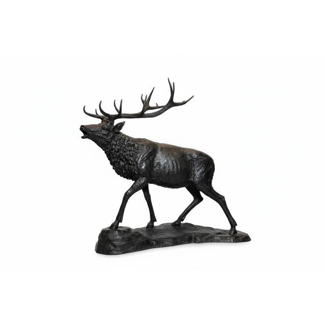 Vintage Bronze Stag Sculpture For Sale - Image 3 of 9