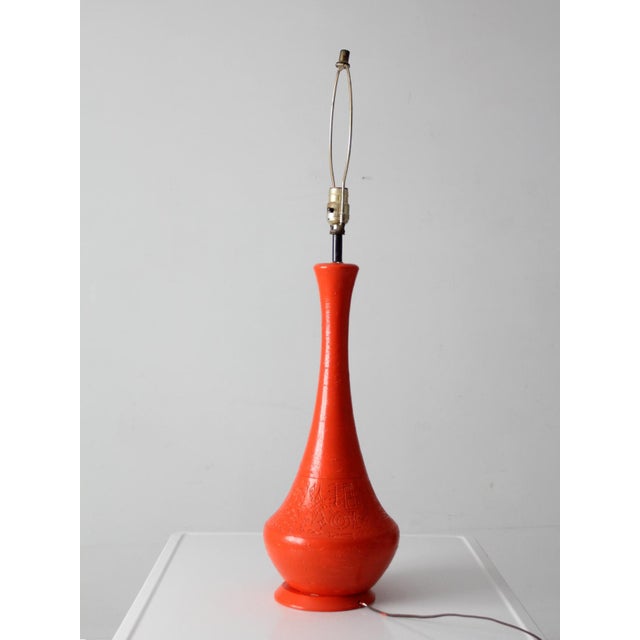 Mid 20th Century Mid-Century Modern Orange Ceramic Table Lamp For Sale - Image 14 of 16