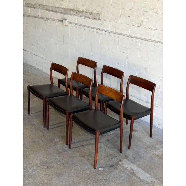 Black In Style of J.l. Møller Rosewood Dining Chairs Set of 6 Manufactured in Denmark Mid-Century Modern 1960s For Sale - Image 8 of 13