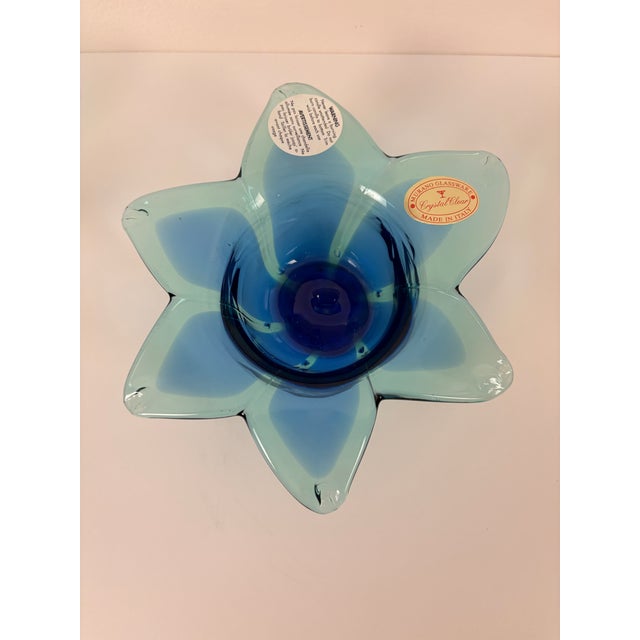 Late 20th Century Murano Glass Blue Flower Votive Holders For Sale - Image 5 of 8