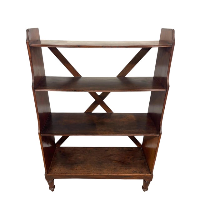 1970s Decrorative Wooden Bookcase With X-Back Support and Turned Legs For Sale In Seattle - Image 6 of 12