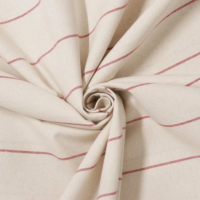 English Cadiz Stripe Red Double Width Fabric - Sample For Sale - Image 3 of 4