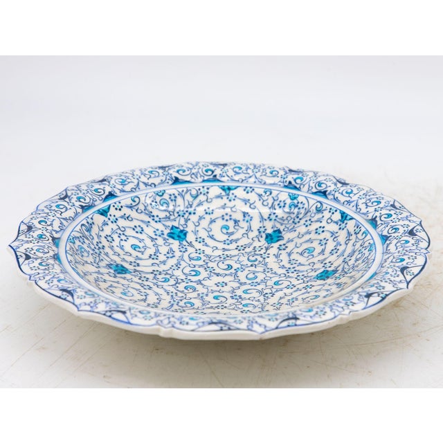 Turkish Vintage Iznik Plate in Turquoise, Blue, Cream, Early 20th C. Turkey For Sale - Image 3 of 10