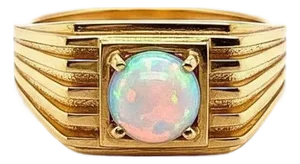 Opal Solitaire Ring for Men Silver, Gold, Size 10