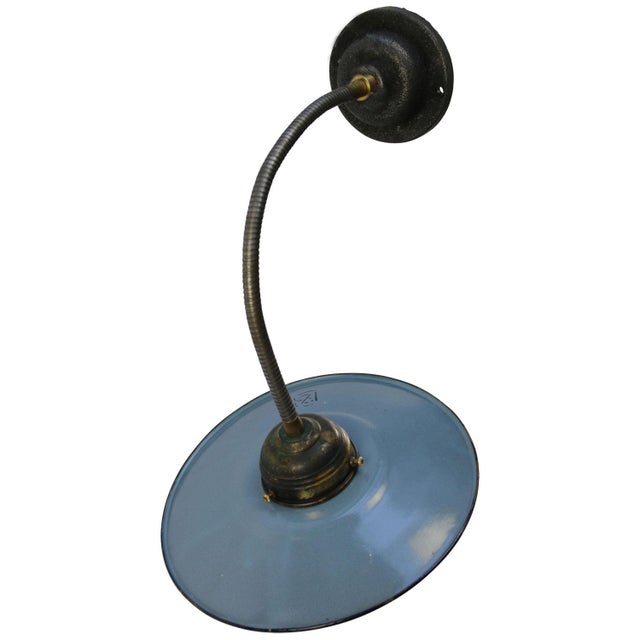 Vintage Industrial Light Blue Enamel Flexible Wall Light For Sale - Image 6 of 7