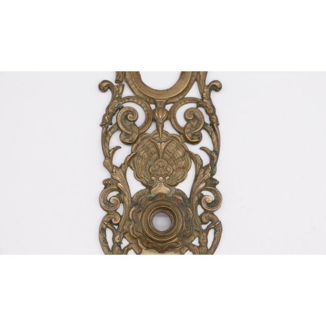 Victorian Vintage Victorian Reading Bronze Cut Out Door Back Plate For Sale - Image 3 of 7
