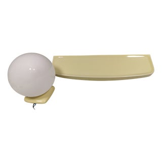 Glass Bathroom Lamp and Yellow Porcelain Shelf by Sigvard Bernadotte for IFÖ, Sweden, 1970s, Set of 2 For Sale