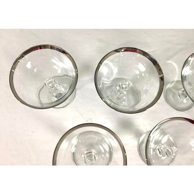 Platinum 1950s Fostoria “wedding Ring” Champagne High Sherbet, Platinum Rim Glass- Set of 5 For Sale - Image 8 of 8