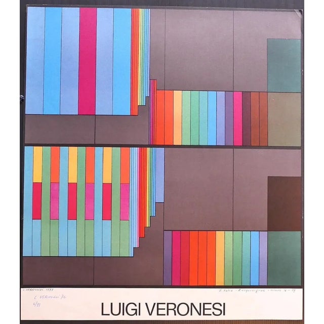 Abstract Composition is a beautiful original lithograph, realized in the 1970s by Luigi Veronesi. Hand-signed on the lower...