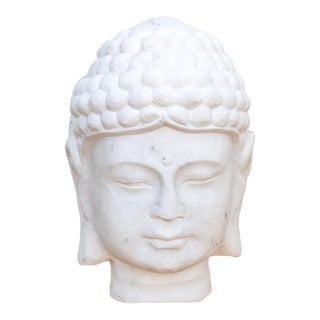 Serene Ascetic, Large Finely Carved Marble Buddha For Sale