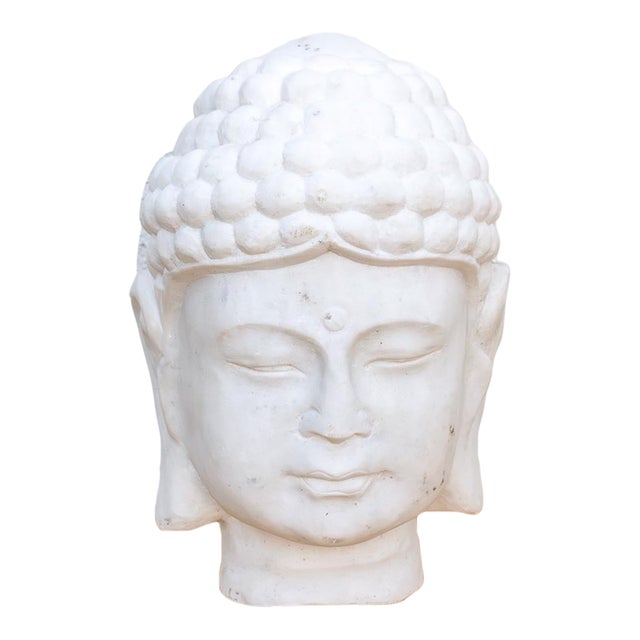 Serene Ascetic, Large Finely Carved Marble Buddha For Sale