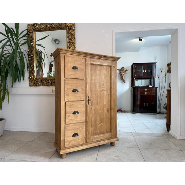 Rustic Farmhouse Bread Cabinet in Wood For Sale - Image 4 of 11