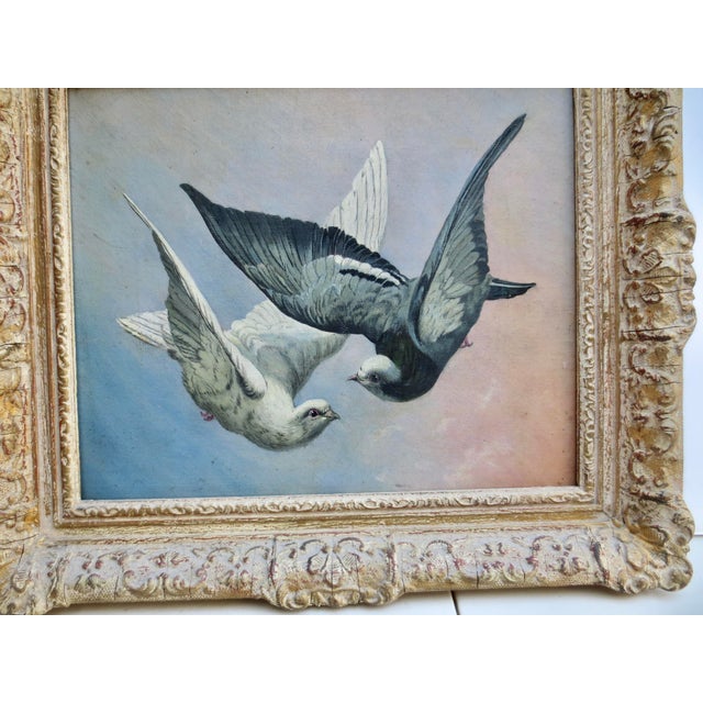 1920s Pigeons on Flight Painting For Sale - Image 5 of 8