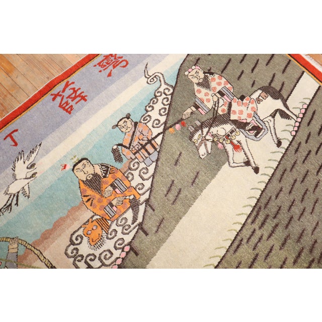 Contemporary Early 20th Century Signed Samarkand Khotan Pictorial Rug For Sale - Image 3 of 18