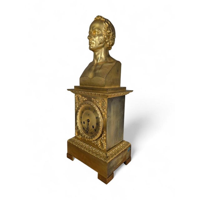 Metal French Empire Gilded Bronze Mantel Clock, 1800s For Sale - Image 7 of 15