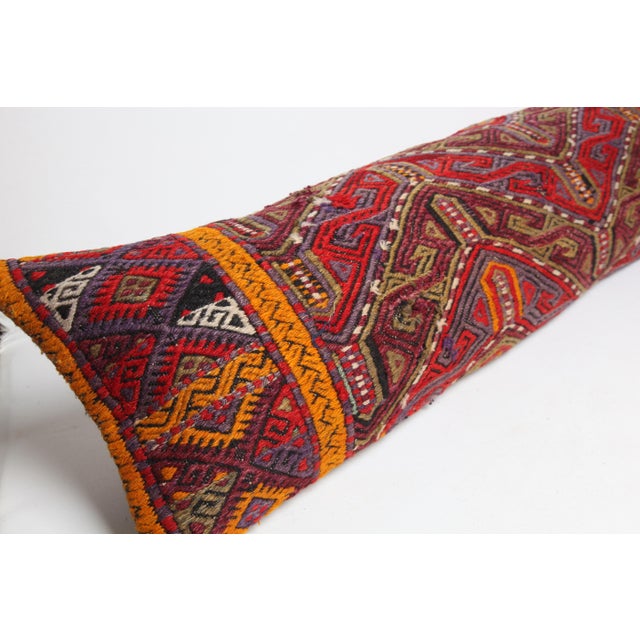 Textile Turkish Handwoven Vintage Tribal Kilim Pillow Cover -13'' X 54'' For Sale - Image 7 of 10
