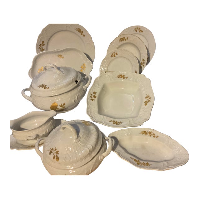 1New 980s Porcelain With Gold Roses by Rosenthal - Set of 78 Pieces 1 For Sale
