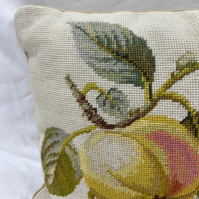 1980s Vintage Fruit Design Needlepoint Pillow For Sale - Image 4 of 9