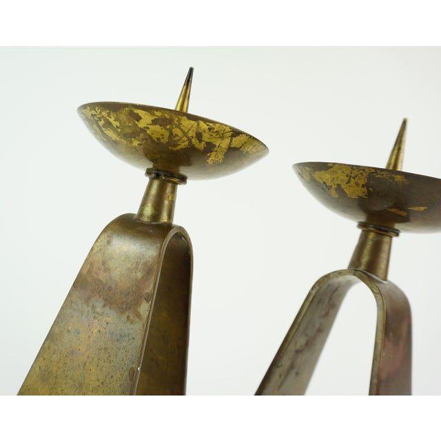 Mid-Century Modern Brass Candleholders, 1950s, Set of 2 For Sale - Image 9 of 10