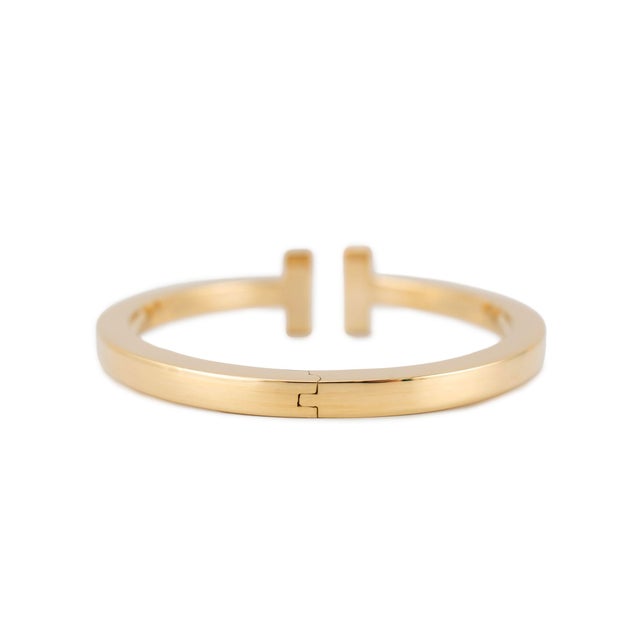 Tiffany and Co. Tiffany & Co. Iconic Tiffany T Square 18k Yellow Gold Cuff Bangle Bracelet For Sale - Image 4 of 8